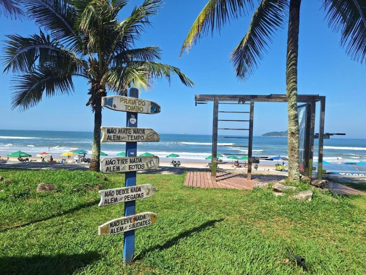1E-Pe Na Areia Da Praia Do Tombo, 3 Quartos, Ar Cond, 2 Banheiros+Roupas De Cama Guarujá Exteriör bild